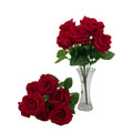 bulk 8 Artificial Rose Bouquet 7 Heads Red 10x46cm V637-AFL32486