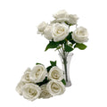 bulk 8 Artificial Rose Bouquet 7 Heads White 10x46cm V637-AFL32487
