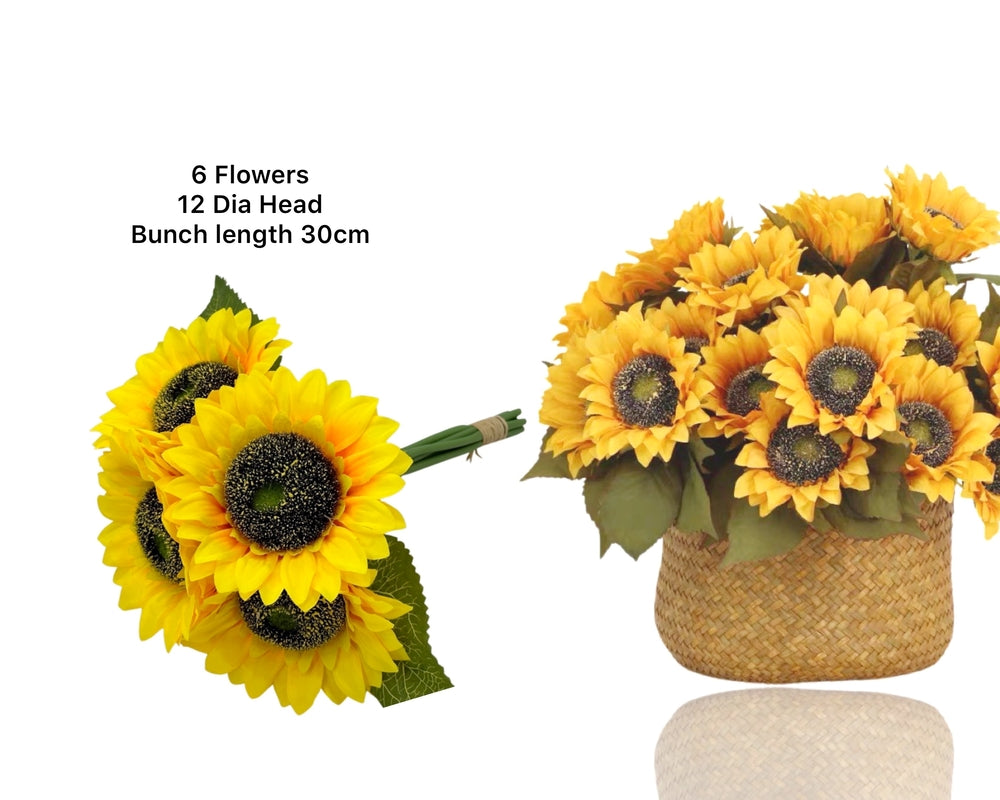 bulk 12 Artificial Sunflower Bunch 6 Flowers 30cm V637-AFL32932