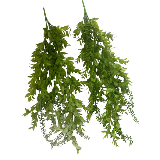 bulk 12 Artificial Hanging Green Leaves 2 Assort 84cm V637-AFL37111