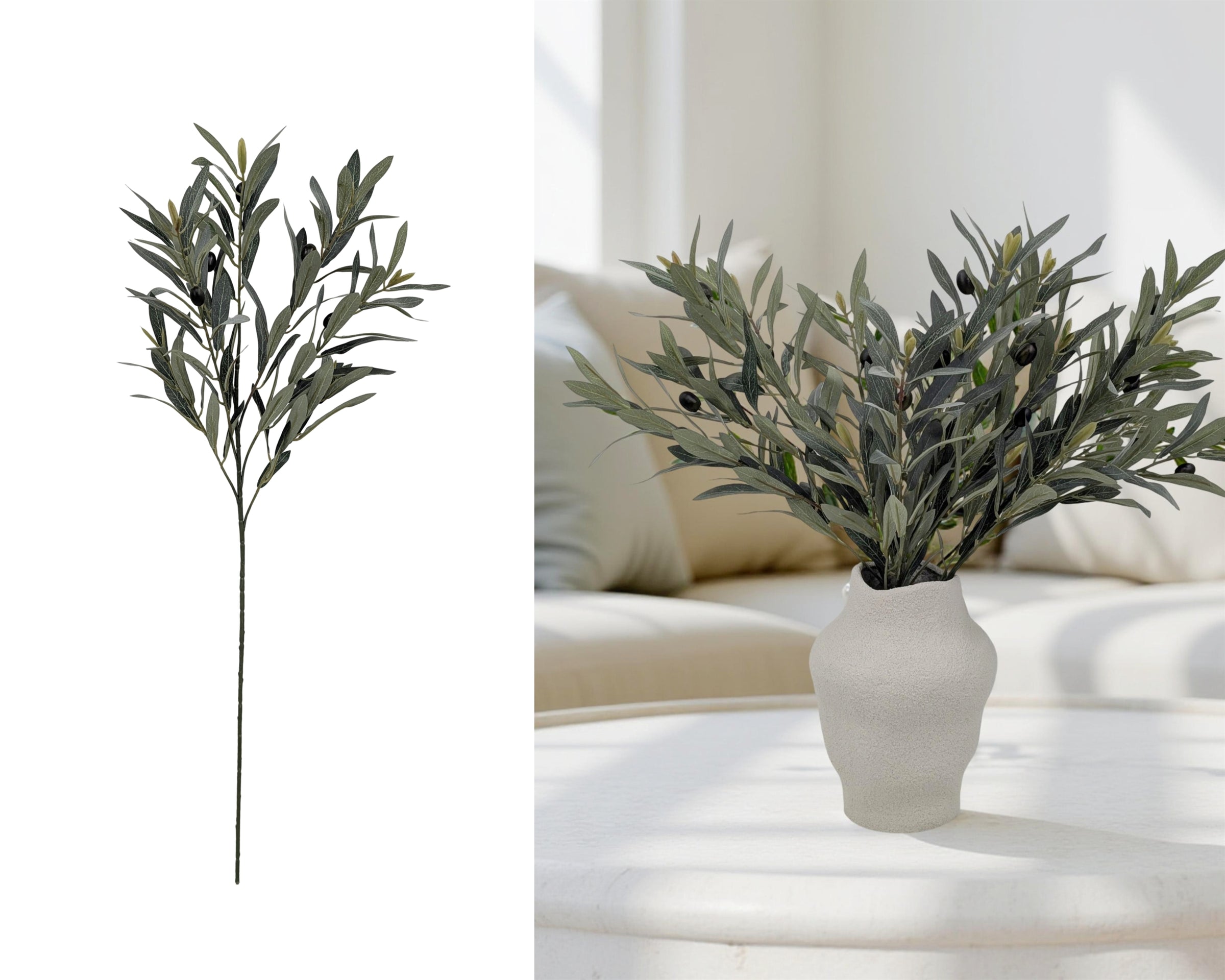 bulk 12 Artificial Olive Leaves Spray 7 Branches 80cm V637-AFL38840