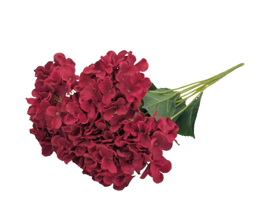 bulk 12 Artificial Burgundy Hydrangea Bunch 52cm V637-AFL40592
