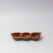 Edamame Triple Pod Dish 20cm Chestnut Brown Glaze V637-C0117