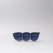 Edamame Triple Pod Dish 20cm Indigo Blue Glaze V637-C0118
