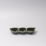 Edamame Triple Pod Dish 20cm Oribe Green Glaze V637-C0119