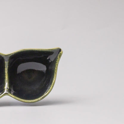 Edamame Triple Pod Dish 20cm Oribe Green Glaze V637-C0119