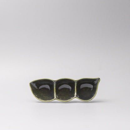 Edamame Triple Pod Dish 20cm Oribe Green Glaze V637-C0119