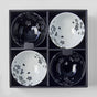 Bowl Set 4pcs Black White Sakura Design V637-C0319