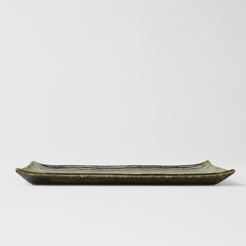 Sushi Plate 24cm Green Contour Glaze V637-C0362