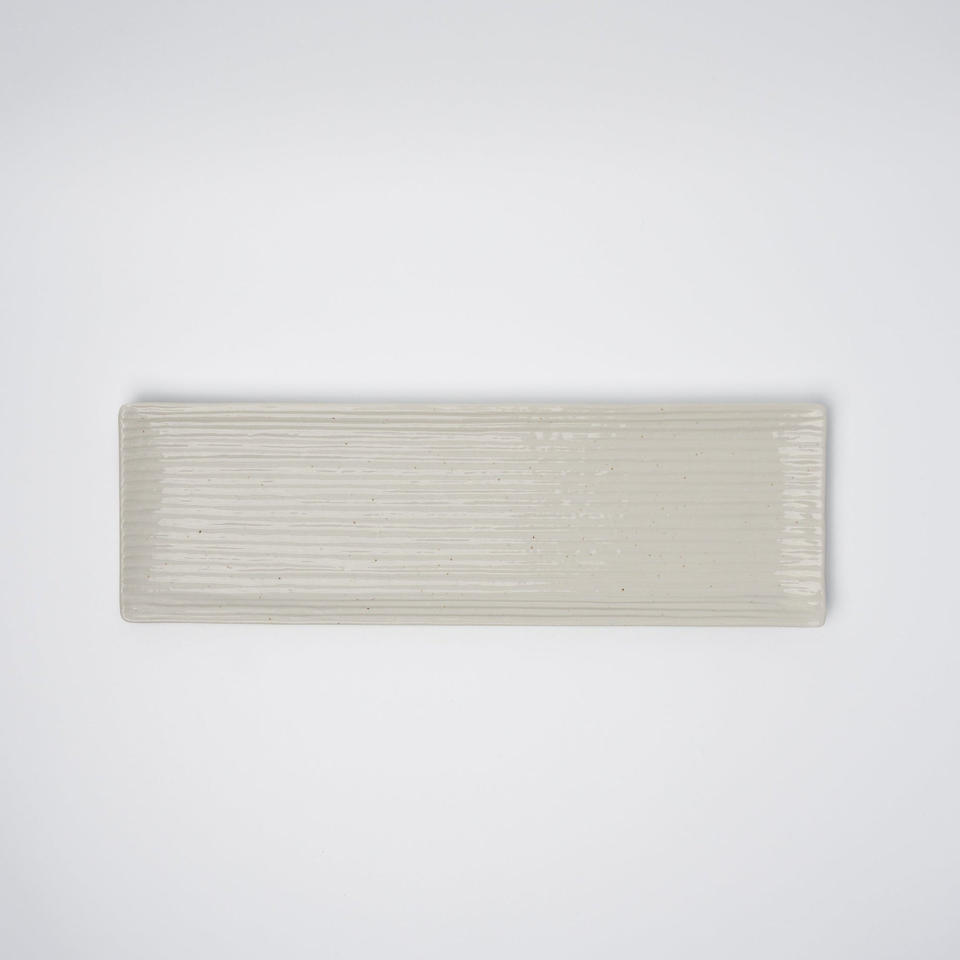 Sashimi Plate 33.2cm White Contour Glaze V637-C0364