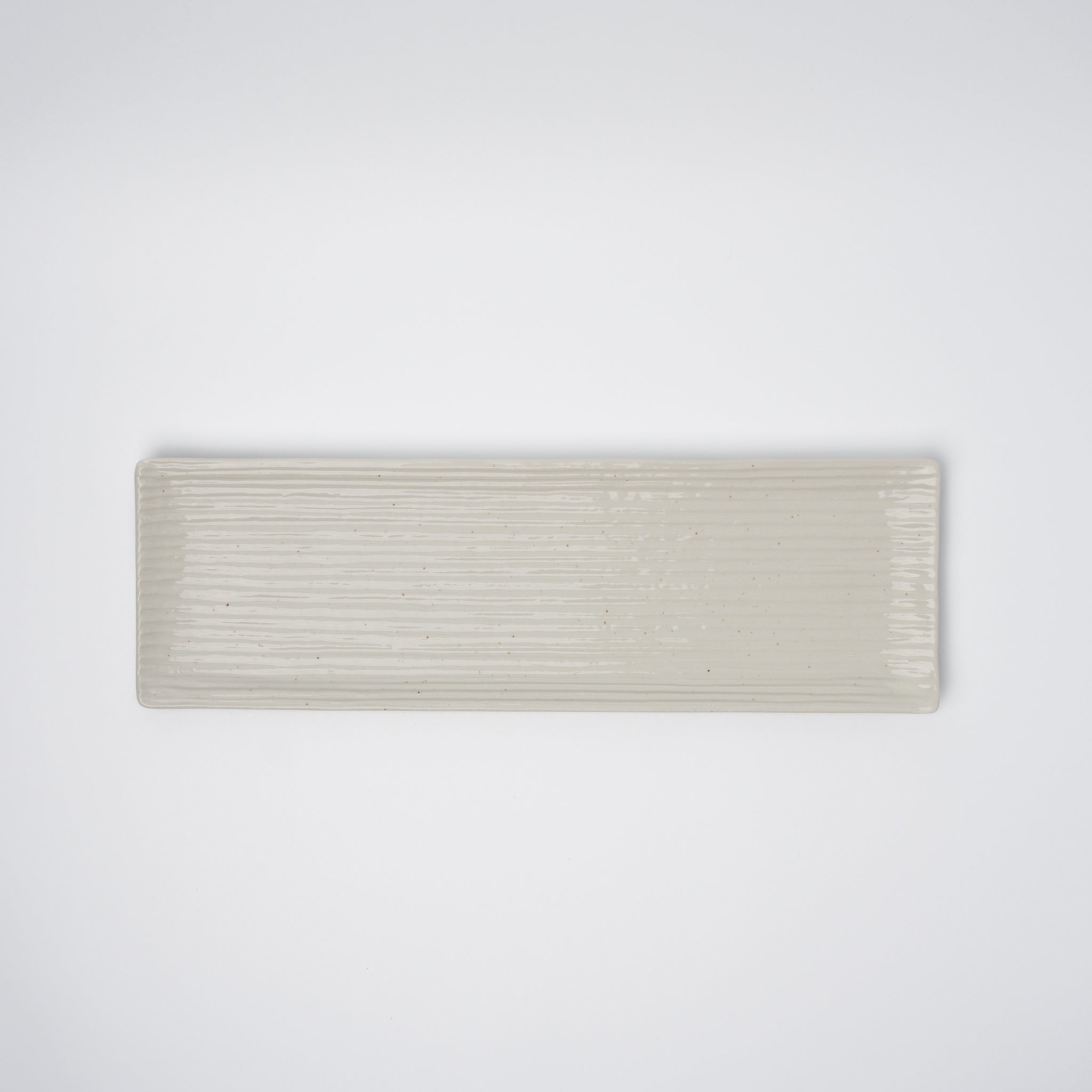 Sashimi Plate 33.2cm White Contour Glaze V637-C0364