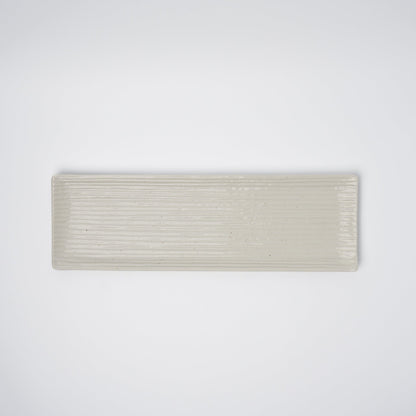 Sashimi Plate 33.2cm White Contour Glaze V637-C0364