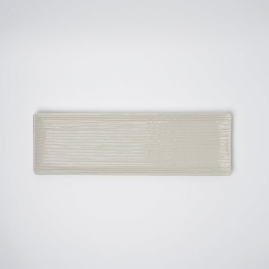 Sashimi Plate 33.2cm White Contour Glaze V637-C0364