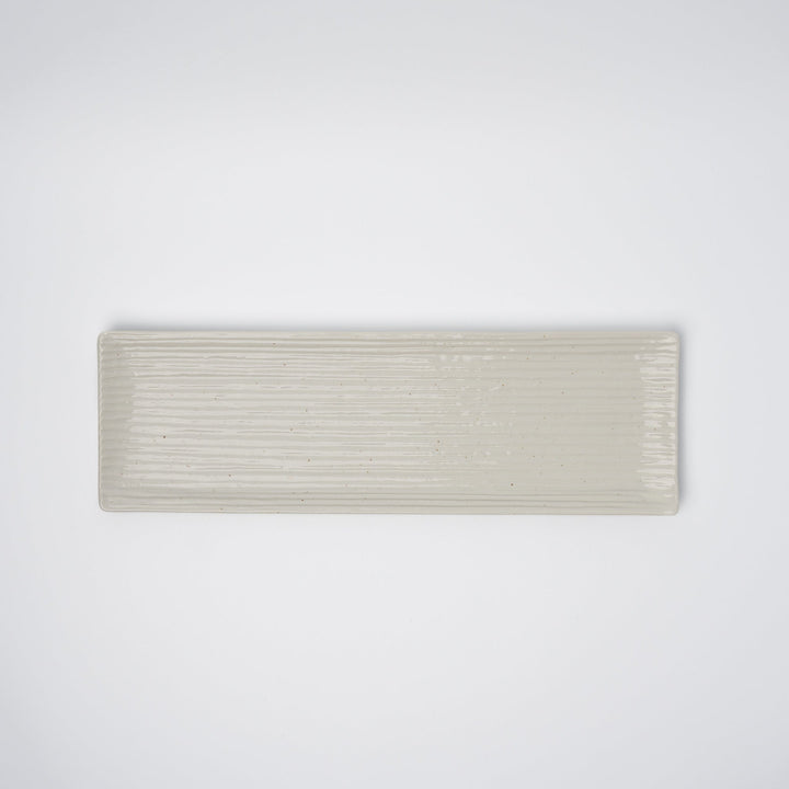 Sashimi Plate 33.2cm White Contour Glaze V637-C0364