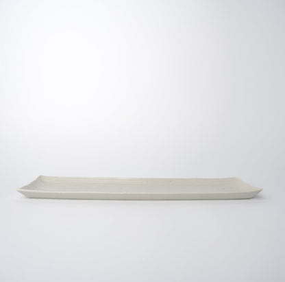 Sashimi Plate 33.2cm White Contour Glaze V637-C0364