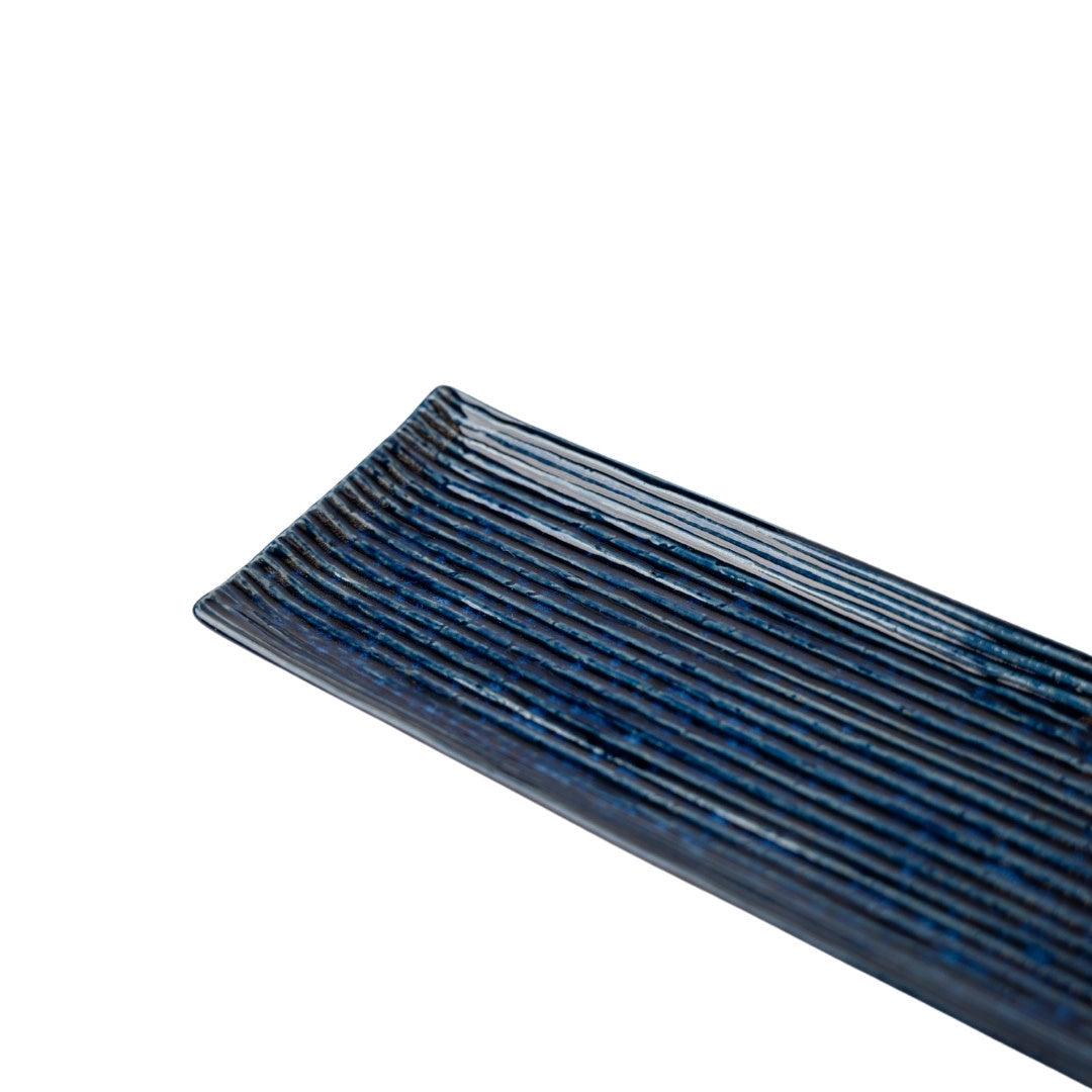 Sashimi Plate 33.2cm Blue Contour Glaze V637-C0367