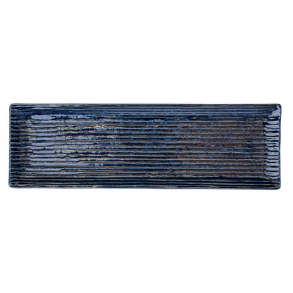 Sashimi Plate 33.2cm Blue Contour Glaze V637-C0367
