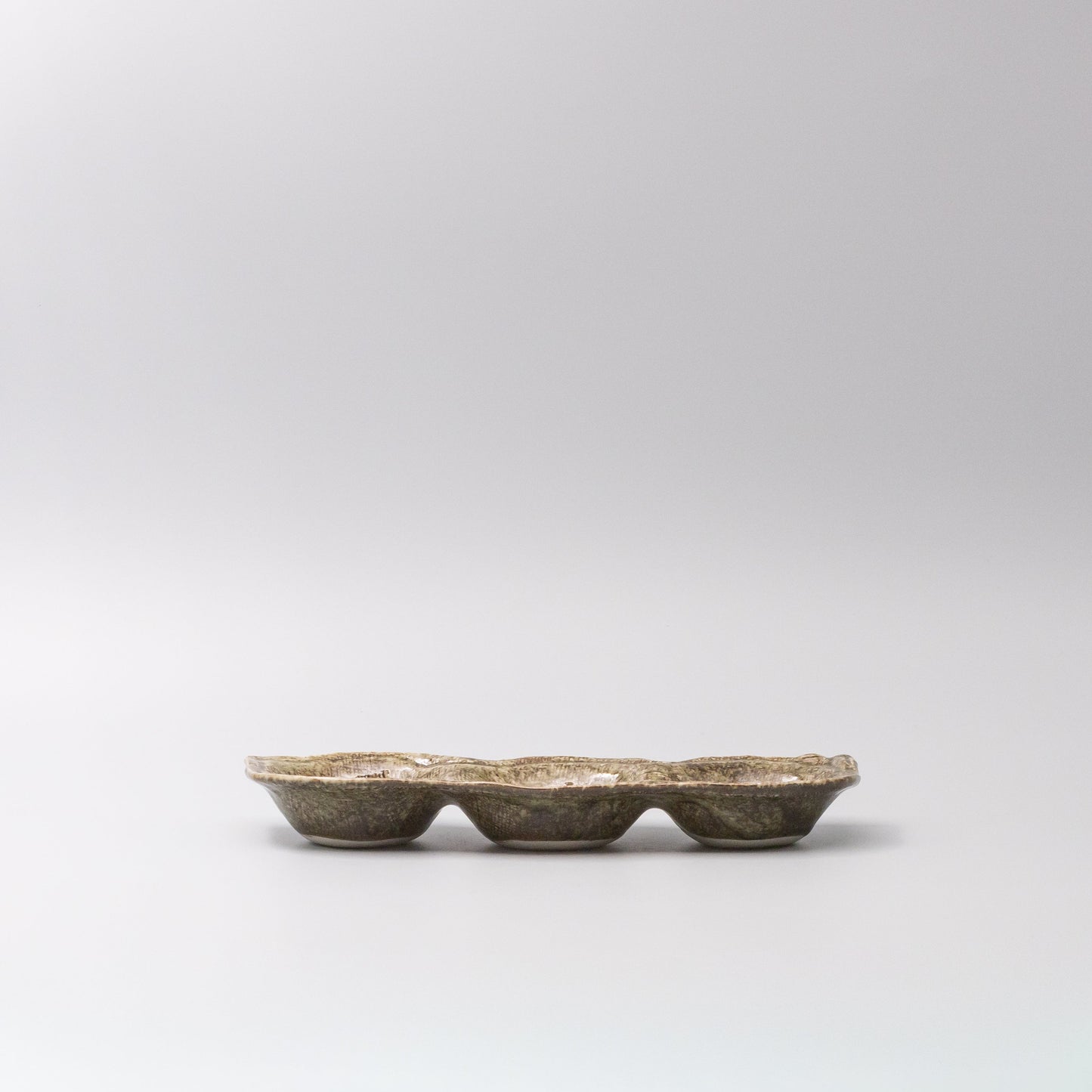 Edamame Triple Pod Dish Green Glaze V637-C0383