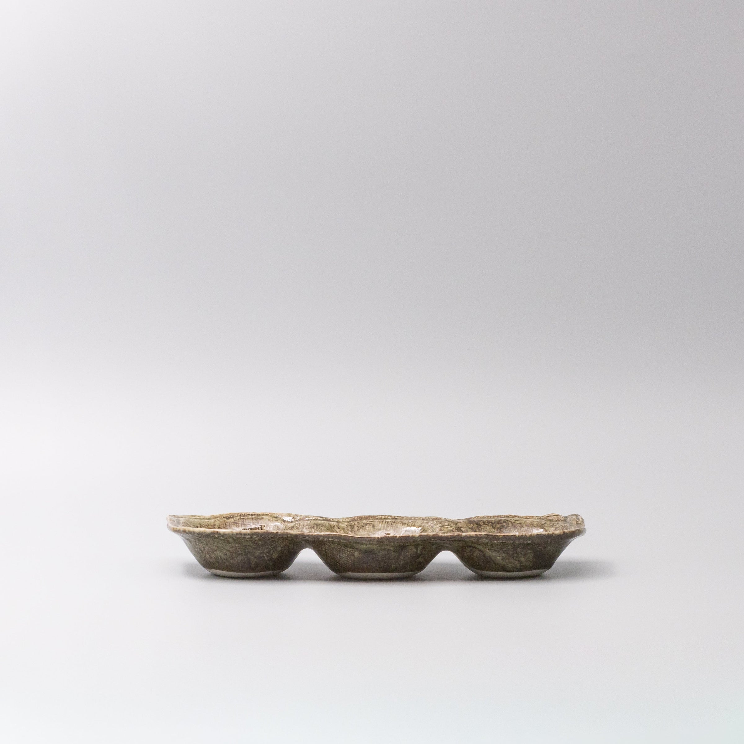 Edamame Triple Pod Dish Green Glaze V637-C0383