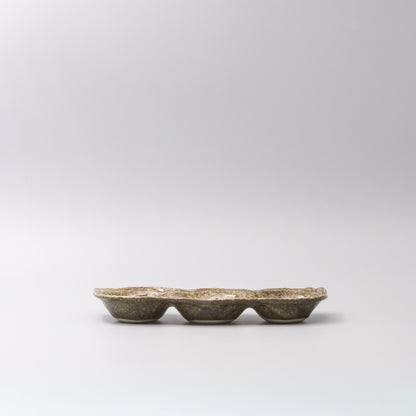 Edamame Triple Pod Dish Green Glaze V637-C0383