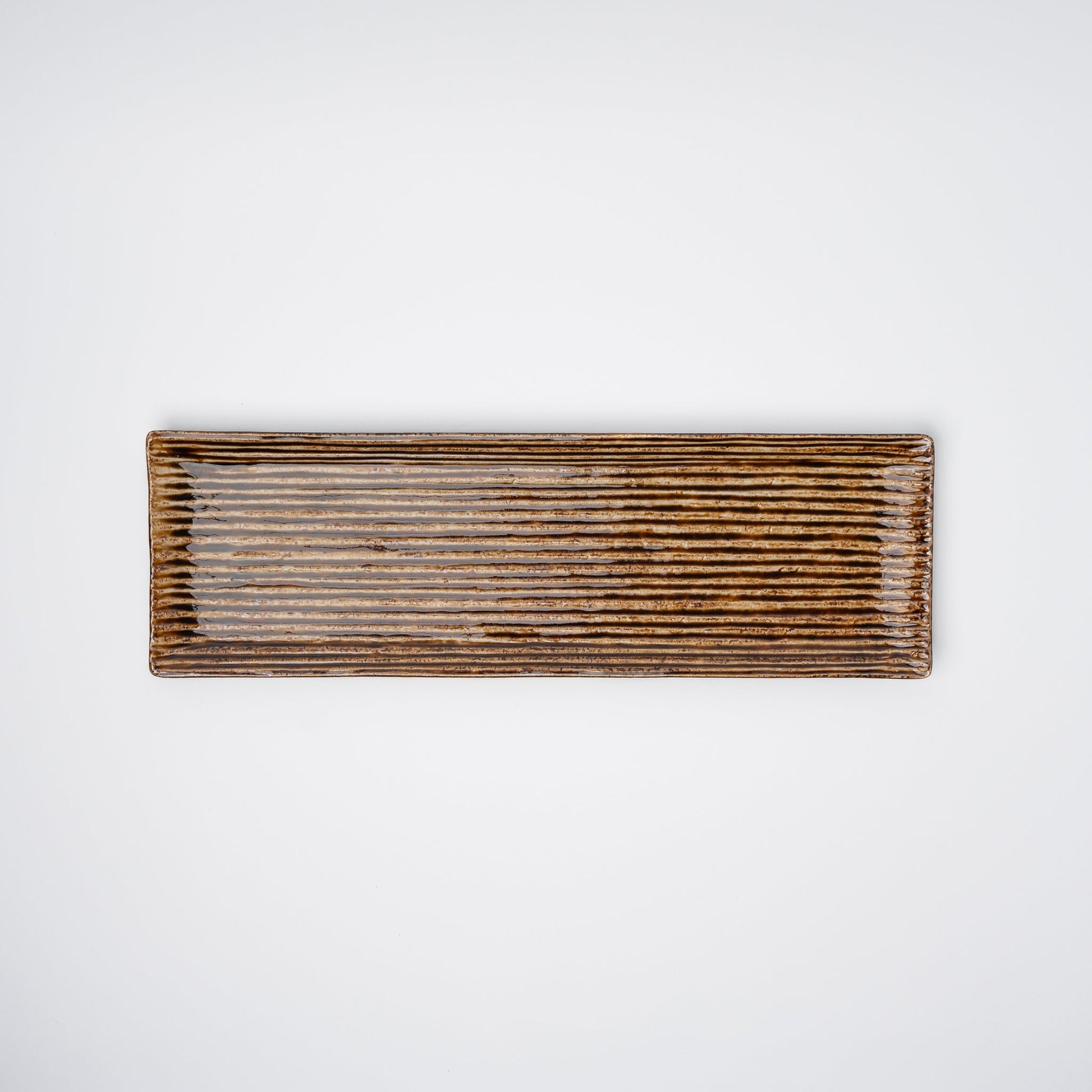 Sashimi Plate 33.2cm Amber Contour Glaze V637-C0395