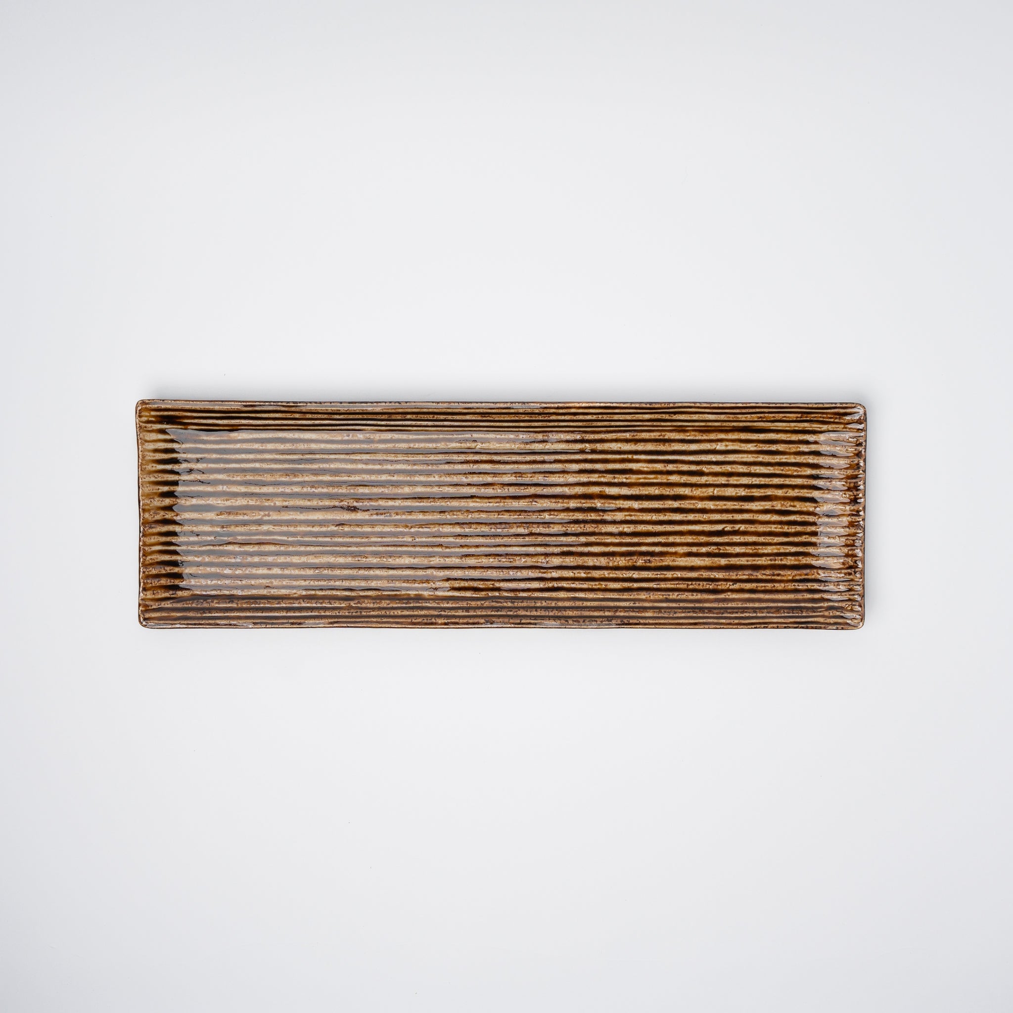 Sashimi Plate 33.2cm Amber Contour Glaze V637-C0395