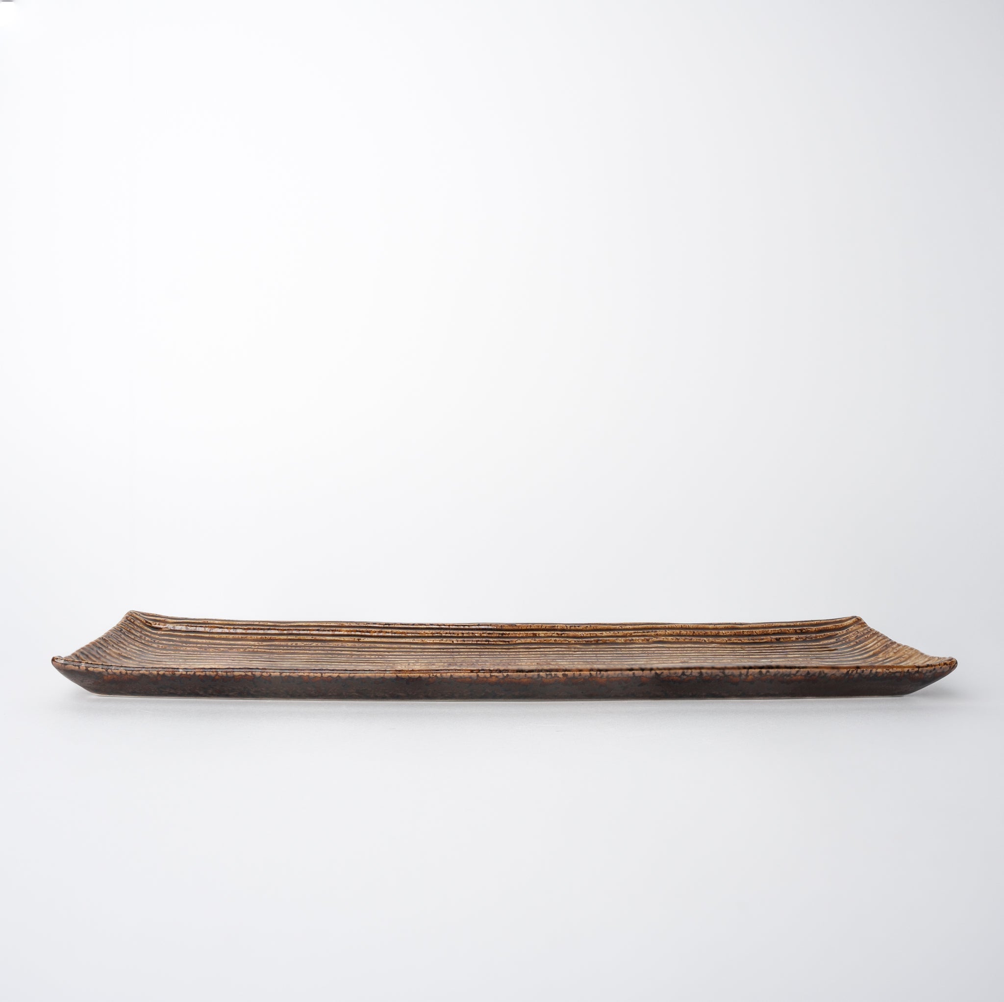 Sashimi Plate 33.2cm Amber Contour Glaze V637-C0395