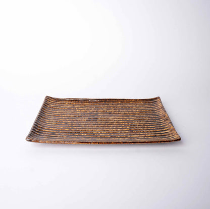 Sushi Plate 24cm Amber Contour Glaze V637-C0396