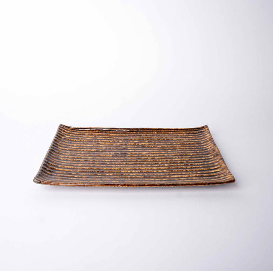Sushi Plate 24cm Amber Contour Glaze V637-C0396