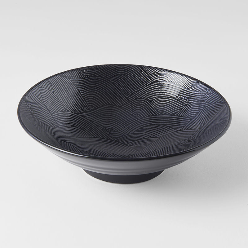Ramen Bowl 24.5cm Black Wave Glaze V637-C0492