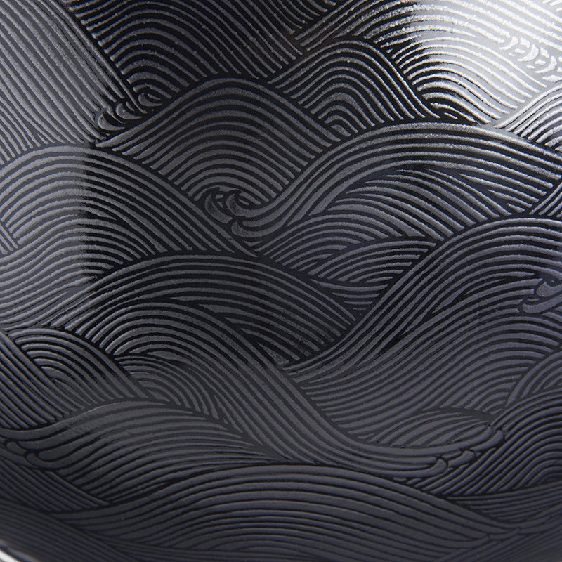 Ramen Bowl 24.5cm Black Wave Glaze V637-C0492