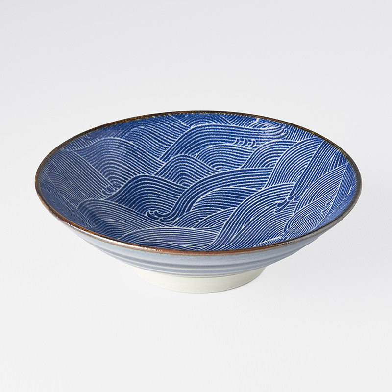 Ramen Bowl 24.5cm Traditional Wave Design V637-C0493
