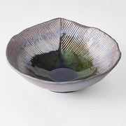 Bowl Leaf Shaped 24cm Midori Green Glaze V637-C0690