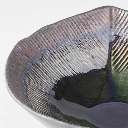 Bowl Leaf Shaped 24cm Midori Green Glaze V637-C0690