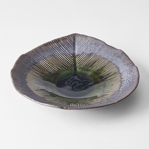 Bowl Shallow Leaf Shape 25cm Midori Glaze V637-C0691