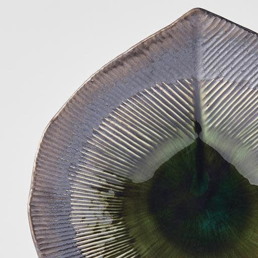 Bowl Shallow Leaf Shape 25cm Midori Glaze V637-C0691
