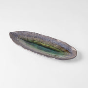 Plate Leaf Shape 32.5x13.5cm Midori Ridge Glaze V637-C0692