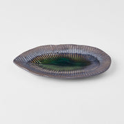 Plate Leaf Shape 21.5x10.5cm Midori Ridge Glaze V637-C0693