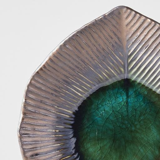 Plate Leaf Shape 16cm Midori Green Glaze V637-C0694
