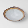Bowl Shallow Leaf Shaped 25cm Akane Grey Glaze V637-C0696