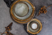 Bowl Shallow Leaf Shaped 25cm Akane Grey Glaze V637-C0696