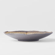 Bowl Shallow Leaf Shaped 25cm Akane Grey Glaze V637-C0696