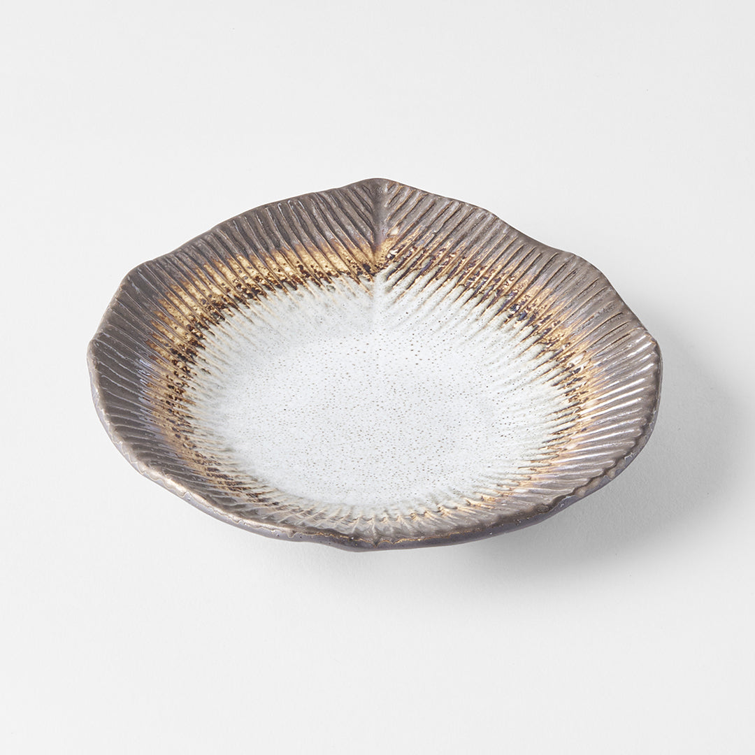 Plate Leaf Shape 16cm Akane Grey Glaze V637-C0697