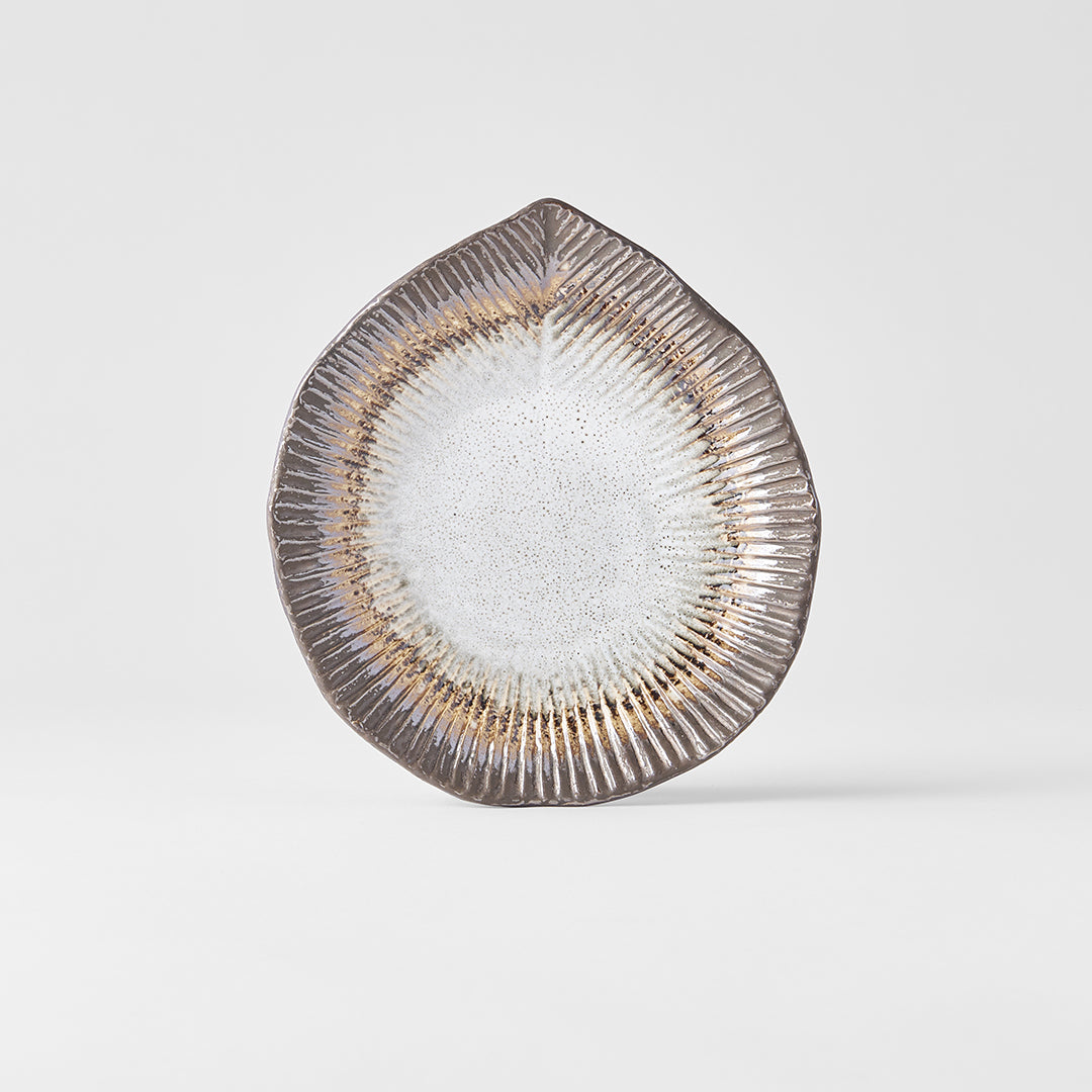Plate Leaf Shape 16cm Akane Grey Glaze V637-C0697