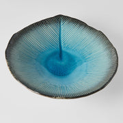 Bowl Shallow Leaf Shape 25cm Sky Blue Glaze V637-C0699