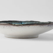 Bowl Shallow Leaf Shape 25cm Sky Blue Glaze V637-C0699