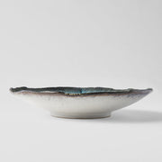 Bowl Shallow Leaf Shape 25cm Sky Blue Glaze V637-C0699