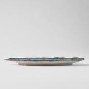 Plate Leaf Shape 32.5x13.5cm Sky Blue Glaze V637-C0700