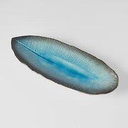 Plate Leaf Shape 32.5x13.5cm Sky Blue Glaze V637-C0700