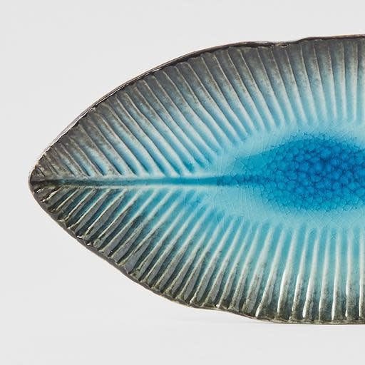 Plate Leaf Shape 21cm Sky Blue Glaze V637-C0701